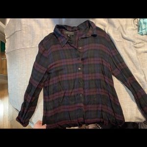 Cute light weight flannel in blue and maroon